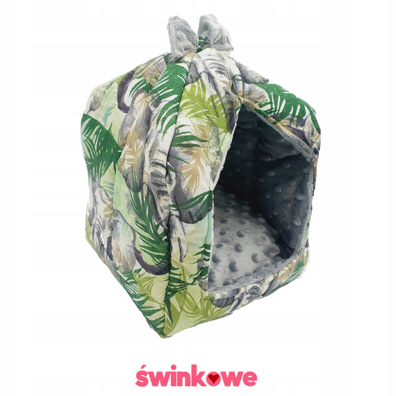 Domek z kokardką dla świnki morskiej,jeża małych gryzoni + poduszka.Wygodny