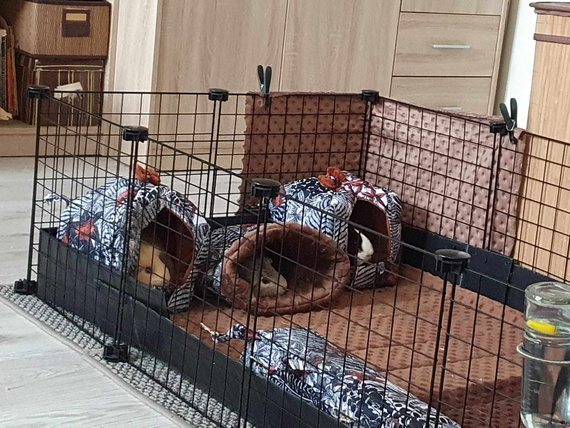 Mata do klatki dla świnki, jeża 120x60 wodoodporna róż pudrowy z rantami